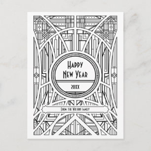 Retro art deco Happy New Year Postcard