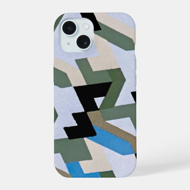Retro Art Deco Jazz Geometric Zig Zag Pattern iPhone 15 Case (Back)