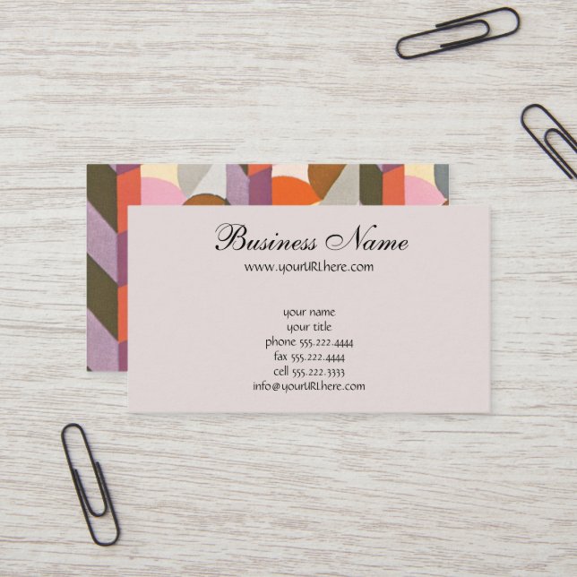 Retro Art Deco Jazz Pastel Colours Shapes Patterns Business Card (Front/Back In Situ)