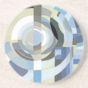 Retro Art Deco Jazz Vintage Blue Circles Pattern Coaster