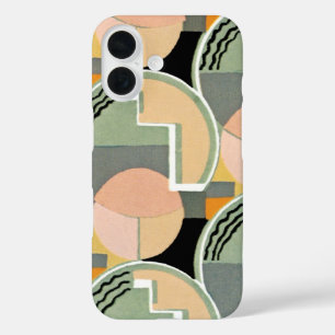 Retro Art Deco Jazz Vintage Teal Circles Pattern iPhone 16 Case