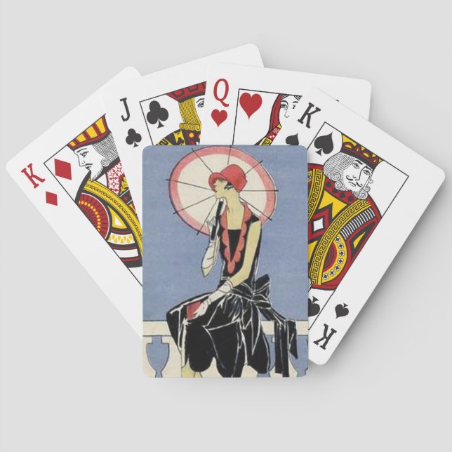 Retro Art Deco Lady Playing Cards (Back)