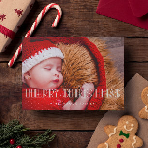 Retro Art Deco Merry Christmas Photo Holiday Card