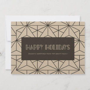 Retro art deco Minimalist kraft Happy Holidays Card