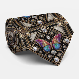 Retro Art Deco Rainbow Butterfly Nouveau Tie