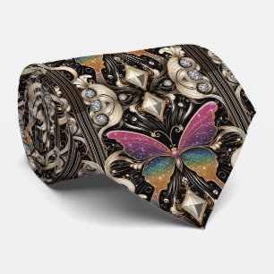 Retro Art Deco Rainbow Butterfly Nouveau Tie