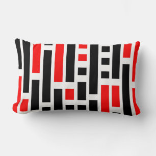 Retro Art Deco Red Black Abstract Design Lumbar Cushion