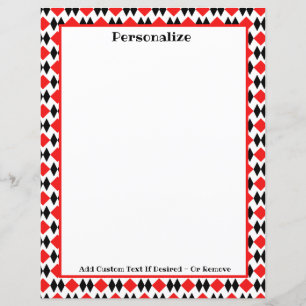 Retro Art Deco Red & Black Pattern Personalise
