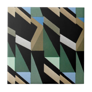 Retro Art Deco Vintage Diamond Triangle Patterns Ceramic Tile