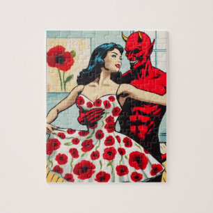 Retro Art Devil With Ballet Dancer Poppy  Dress Jigsaw Puzzle