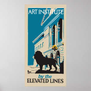 Retro art institute Chicago vertical banner ad Poster