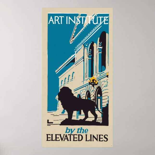 Retro art institute Chicago vertical banner ad Poster (Front)