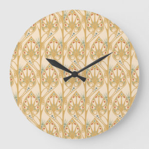 Retro art nouveau, abstract geometric lines. large clock