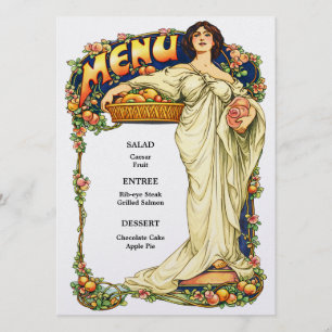 Retro Art Nouveau Cartouche Wedding Menu