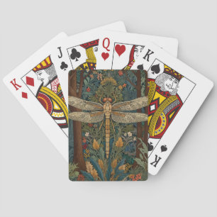 Retro art nouveau dragonfly boho chic playing cards