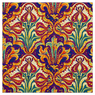 Retro Art Nouveau Floral Pattern by Walter Crane Fabric