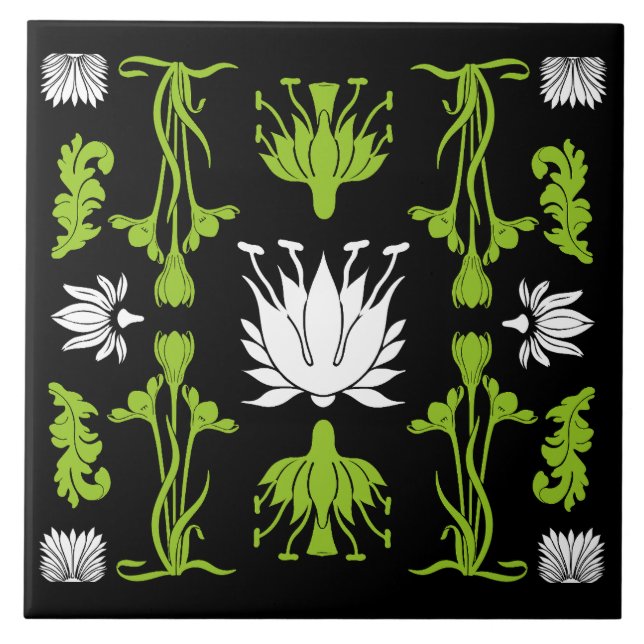 Retro Art Nouveau Home Decor Prints Ceramic Tile (Front)