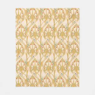 Retro art nouveau illustration pattern fleece blanket