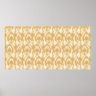 Retro art nouveau illustration pattern poster