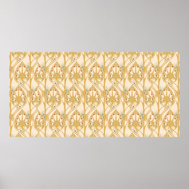 Retro art nouveau illustration pattern poster (Front)