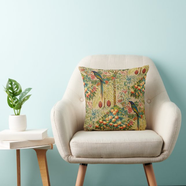 Retro Art Nouveau Macaw Pattern by Walter Crane Cushion (Chair)
