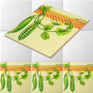 Retro Art Nouveau Pea Pods Pattern Frieze Ceramic Tile
