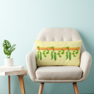 Retro Art Nouveau Pea Pods Pattern Frieze Lumbar Cushion