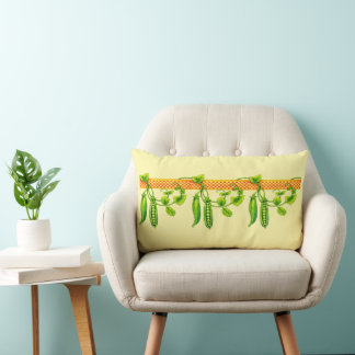 Retro Art Nouveau Pea Pods Pattern Frieze Lumbar Cushion