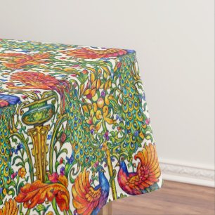 Retro Art Nouveau Peacocks & Fruit by Walter Crane Tablecloth