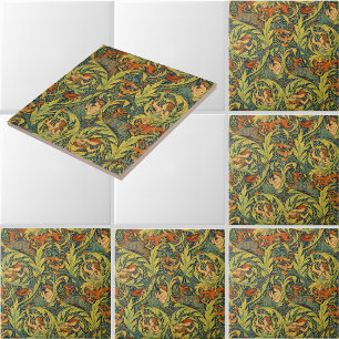 Retro Art Nouveau Wood Notes by Walter Crane Ceramic Tile