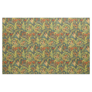 Retro Art Nouveau Wood Notes by Walter Crane Fabric