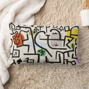 Retro Artistic Comfort - Rich Port by Paul Klee Lumbar Cushion