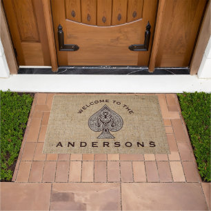 Retro Artistic Poker Ace Custom Welcome Doormat