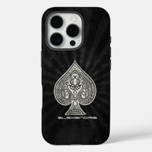 Retro Artistic Poker Ace Of Spades Personalised iPhone 16 Pro Case