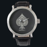 Retro Artistic Poker Ace Of Spades Personalised Watch<br><div class="desc">For your cool poker lovers or anyone going for a gothic,  punk or rockabilly look. Delete the initials personalisation if you'd rather have it without them. Thanks for viewing.</div>