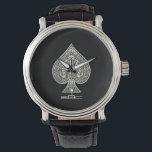 Retro Artistic Poker Ace Of Spades Personalised Watch<br><div class="desc">For your cool poker lovers or anyone who are going for a gothic,  punk or rockabilly look. Delete the initials personalisation if you'd rather have it without them. Thanks for viewing.</div>