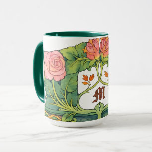 Retro Arts & Crafts or Craftsman Floral Frieze Mug