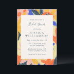 Retro Artsy Abstract Botanical Bridal Shower Invitation<br><div class="desc">Retro Artsy Abstract Botanical Bridal Shower Invitation in Blue,  Orange,  Pink,  and Yellow</div>