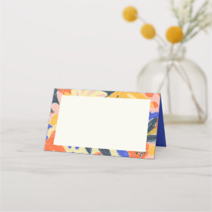 Retro Artsy Abstract Botanical Cute Baby Shower Place Card