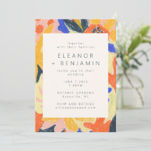 Retro Artsy Abstract Botanical Fun Wedding Invitation