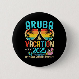 Retro Aruba Vacation 2025 Matching Family Friends 6 Cm Round Badge