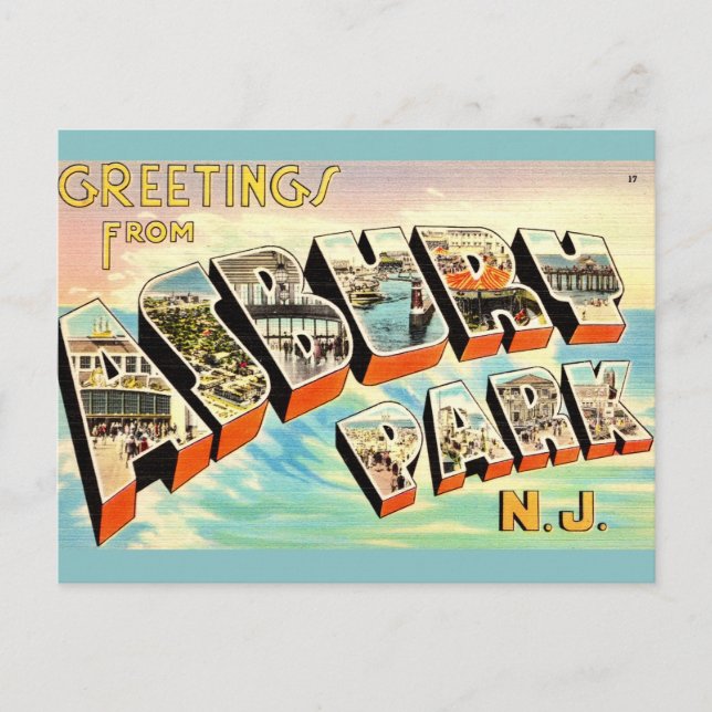  Retro Asbury Park NJ Postcard (Front)