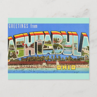 Retro Ashtabula Ohio Greeting Postcard