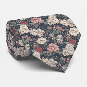 Retro Asian Floral Garden Neck Tie