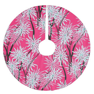 Retro Asian Floral Wallpaper. Brushed Polyester Tree Skirt