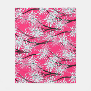Retro Asian Floral Wallpaper. Fleece Blanket