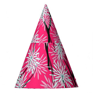 Retro Asian Floral Wallpaper. Party Hat