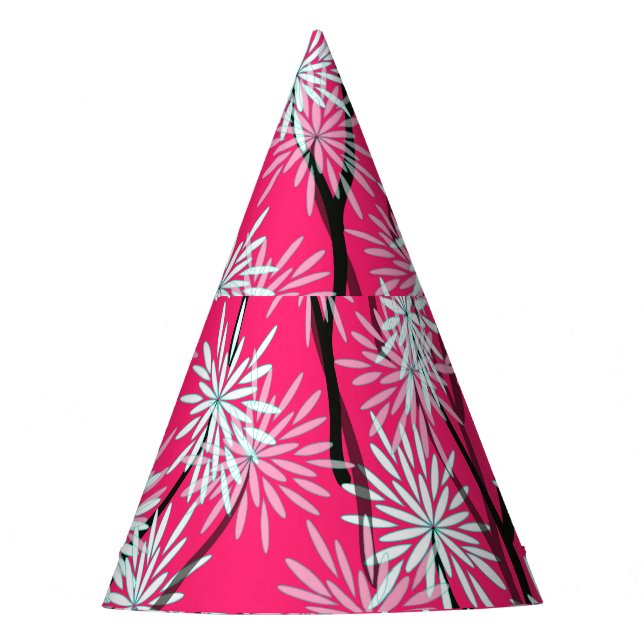 Retro Asian Floral Wallpaper. Party Hat (Front)