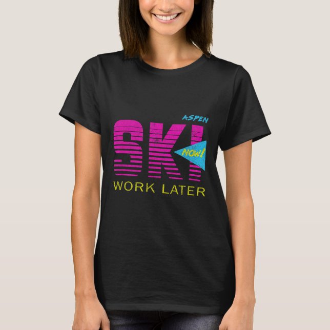Retro Aspen 80s Colorado Skiing Tee  (Front)