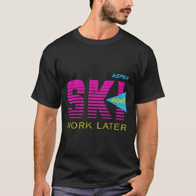 Retro Aspen 80s Colorado Skiing Tee  (Front)
